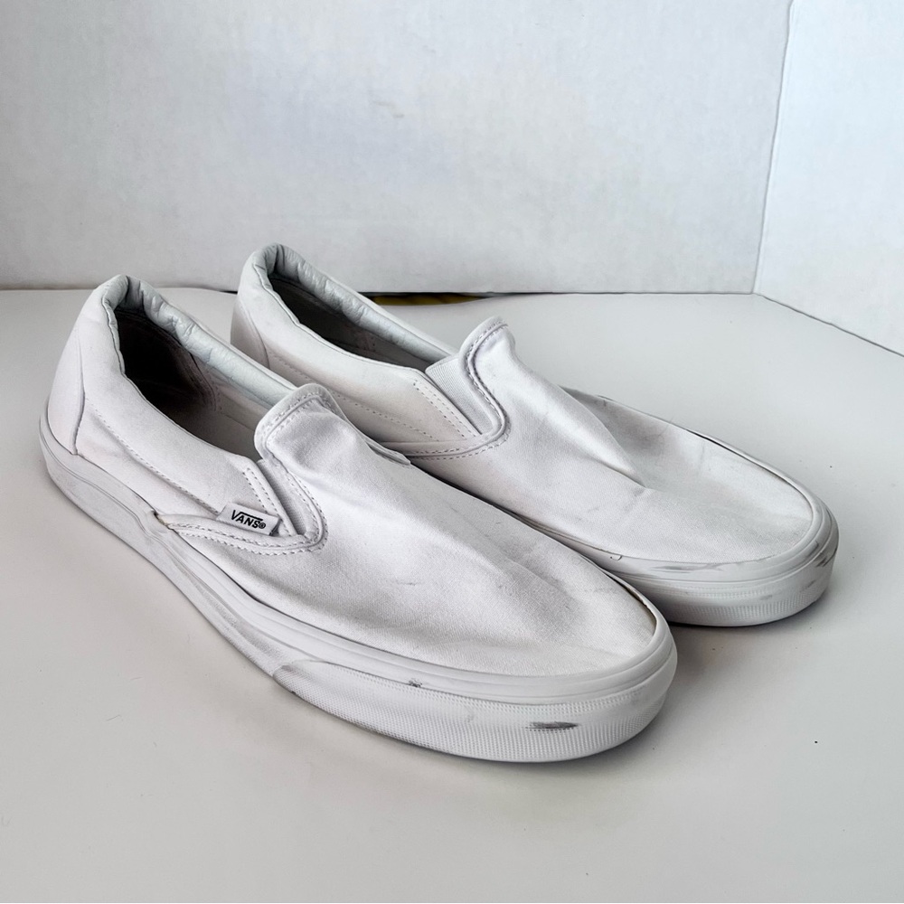 Vans White Slip Ons
